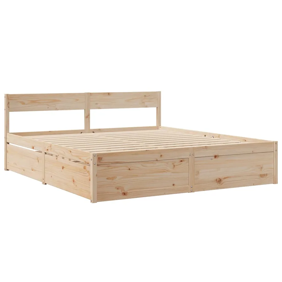 Cadre de lit sans matelas 200x200 cm bois massif de pin - 3