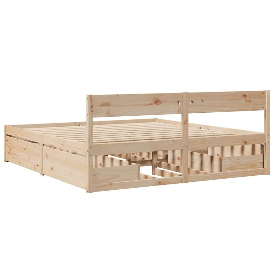 Cadre de lit sans matelas 200x200 cm bois massif de pin - 6