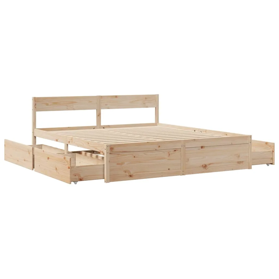 Cadre de lit sans matelas 200x200 cm bois massif de pin - 7