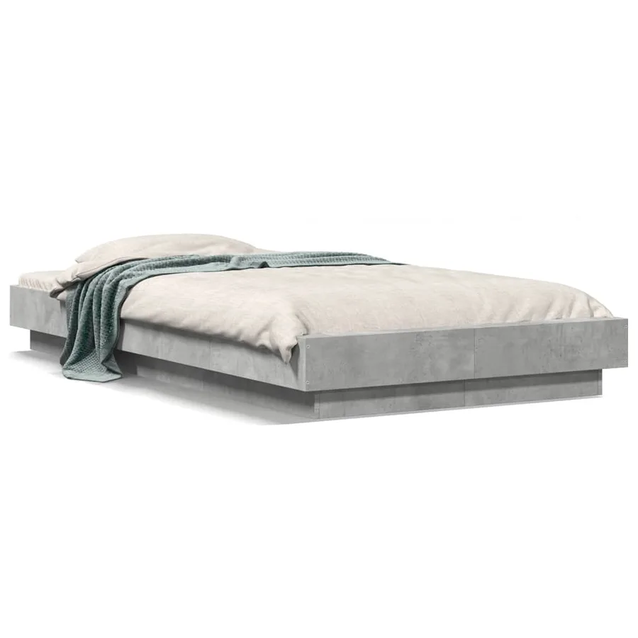 Cadre de lit et lumières LED sans matelas gris béton 90x200 cm - 2
