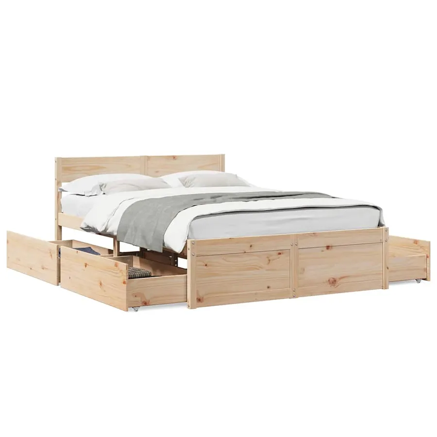 Cadre de lit sans matelas 135x190 cm bois de pin massif - 2