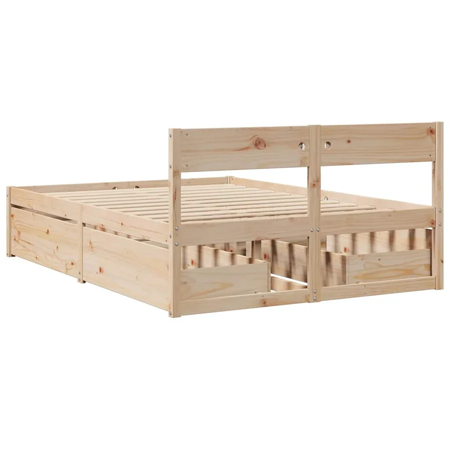 Cadre de lit sans matelas 135x190 cm bois de pin massif - 6