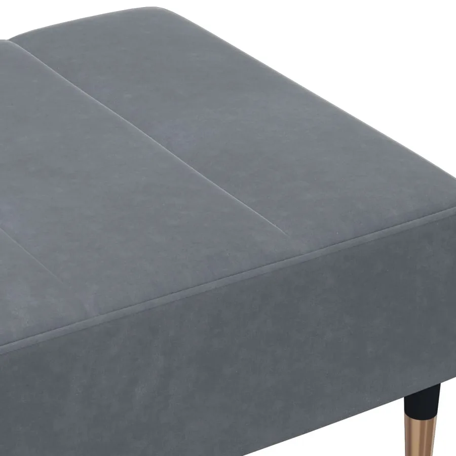 Repose-pied gris foncé 77x55x31 cm velours - 6