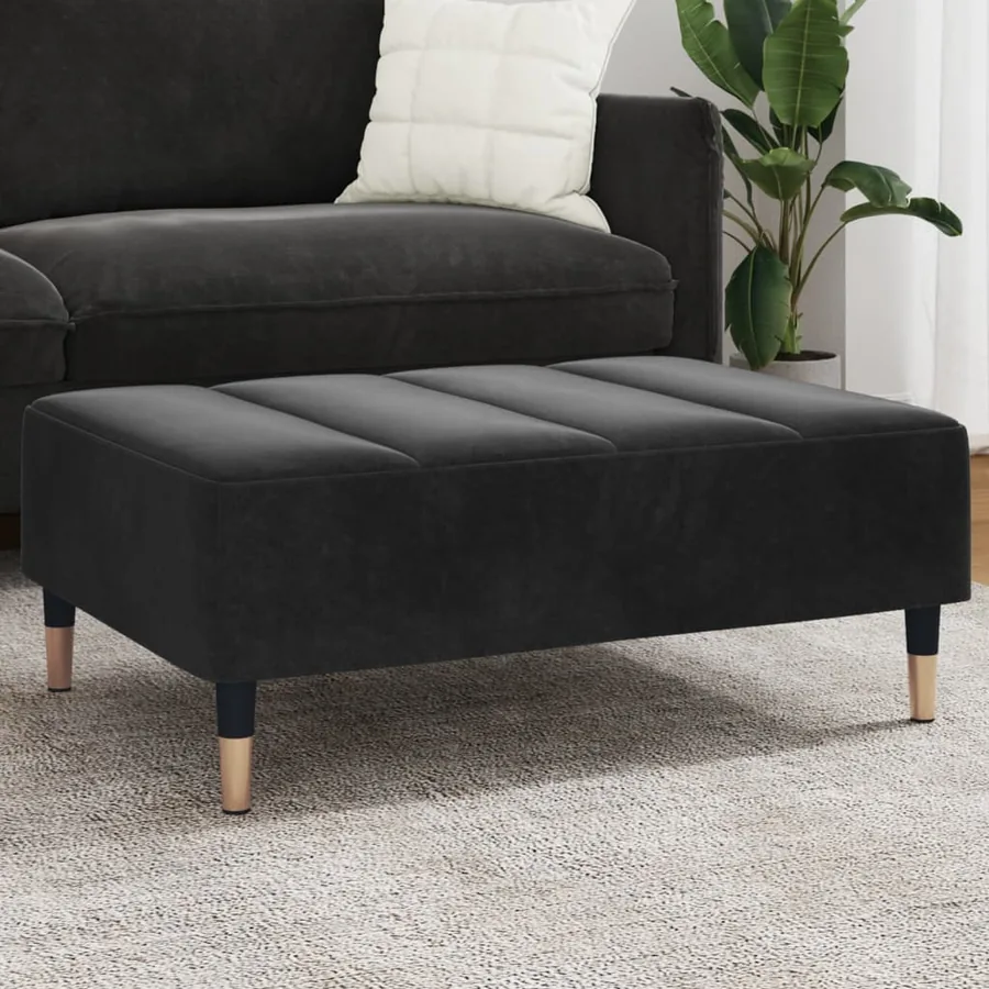 Repose-pied noir 77x55x31 cm velours