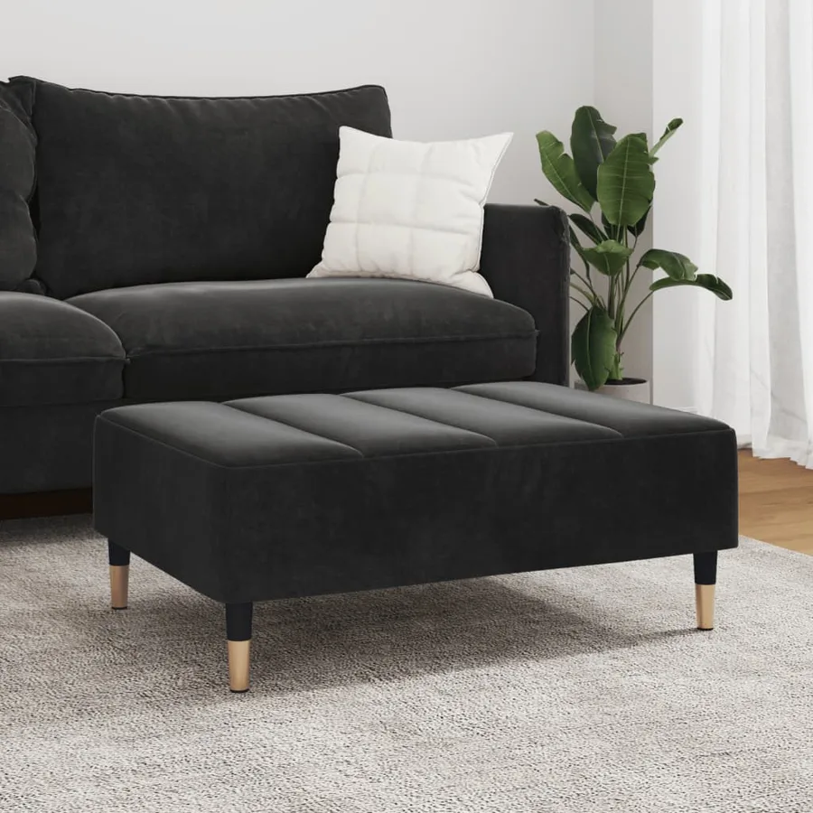 Repose-pied noir 77x55x31 cm velours - 3
