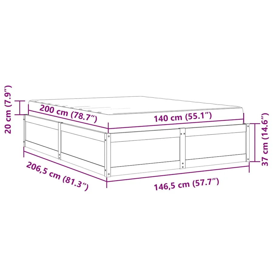 Lit avec matelas cire marron 140x200 cm bois massif de pin - 13
