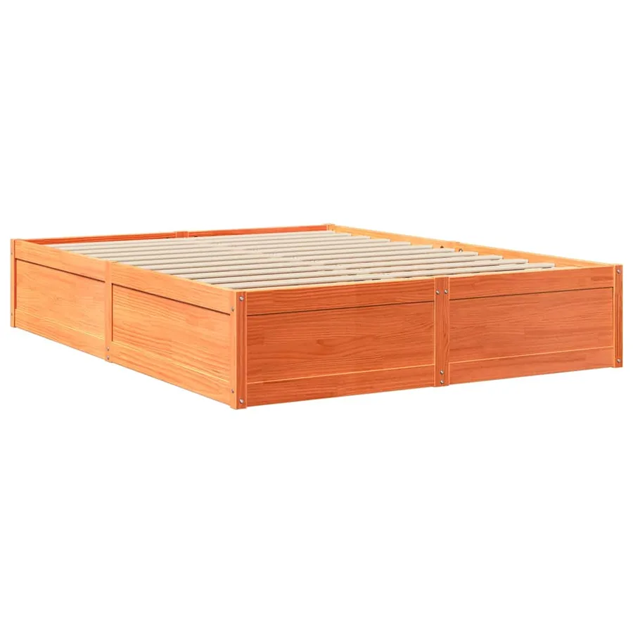 Lit avec matelas cire marron 140x200 cm bois massif de pin - 5