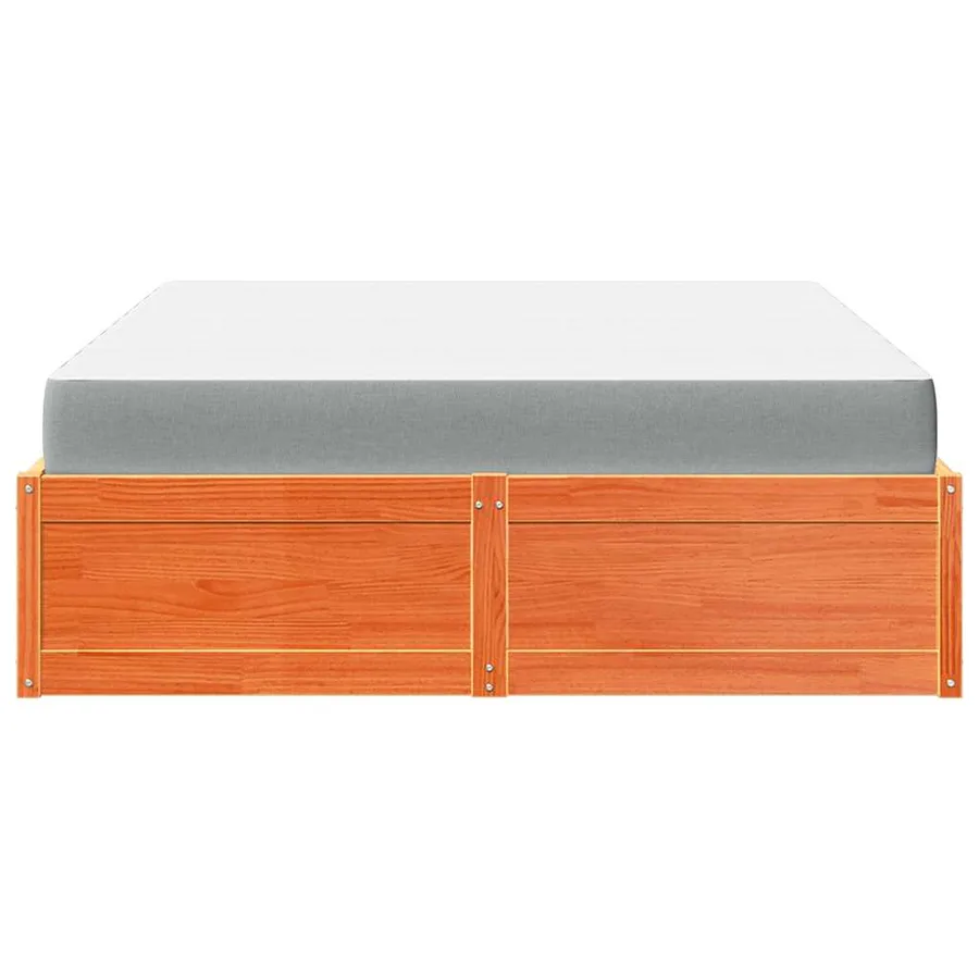 Lit avec matelas cire marron 140x200 cm bois massif de pin - 6