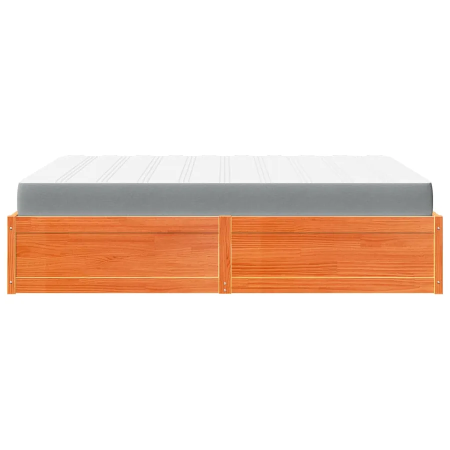 Lit avec matelas cire marron 140x200 cm bois massif de pin - 7