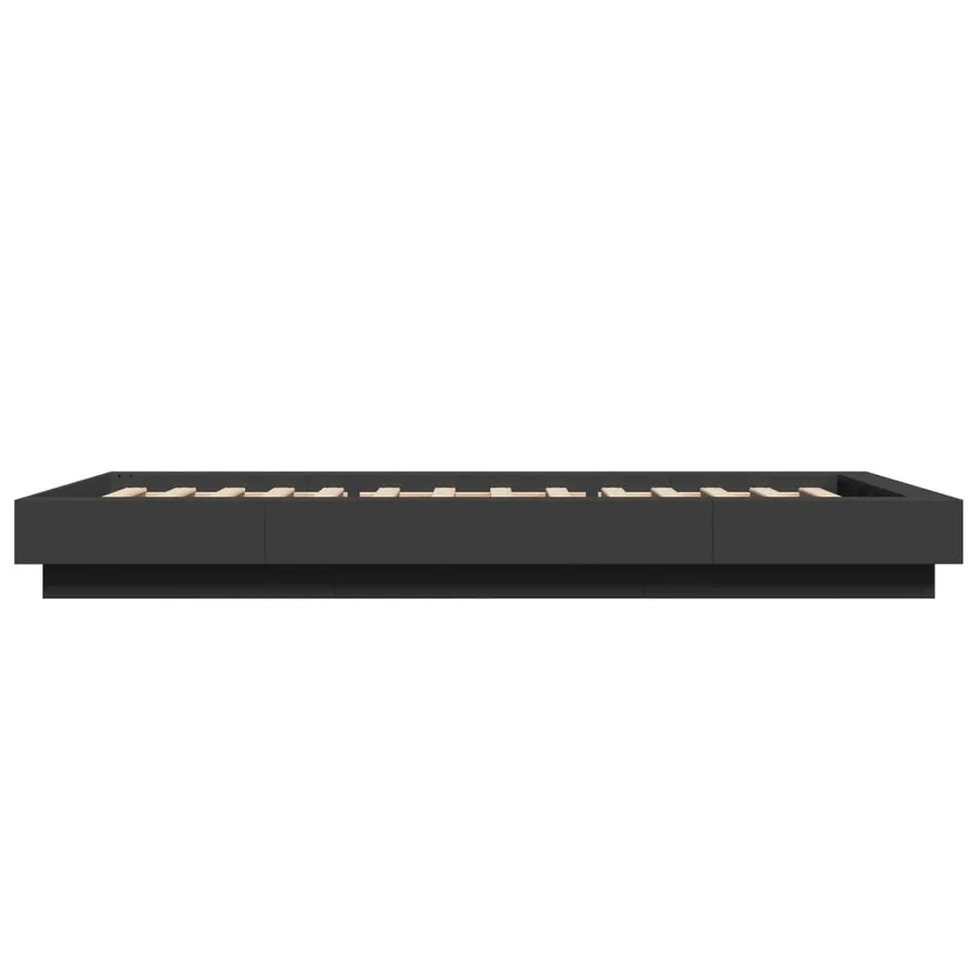 Cadre de lit avec lumières LED sans matelas noir 90x200 cm - 6