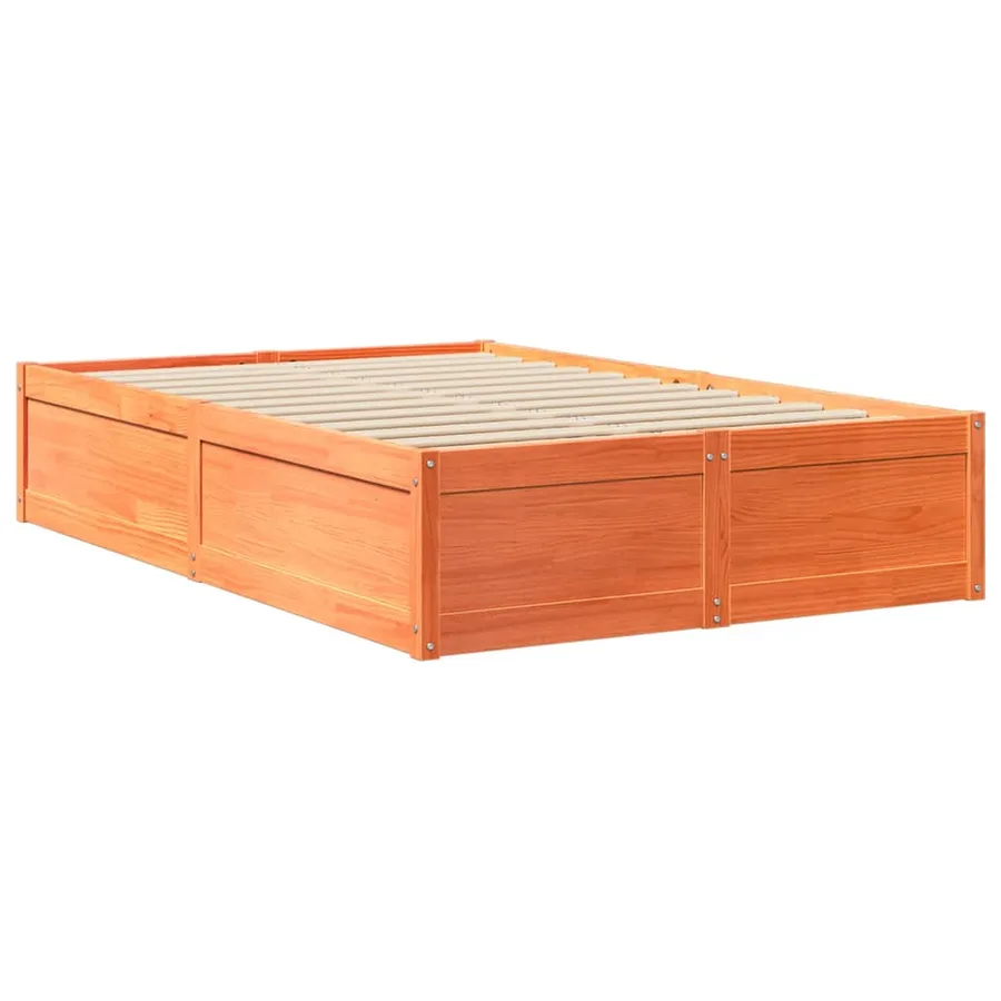 Lit avec matelas cire marron 140x190 cm bois massif de pin - 5