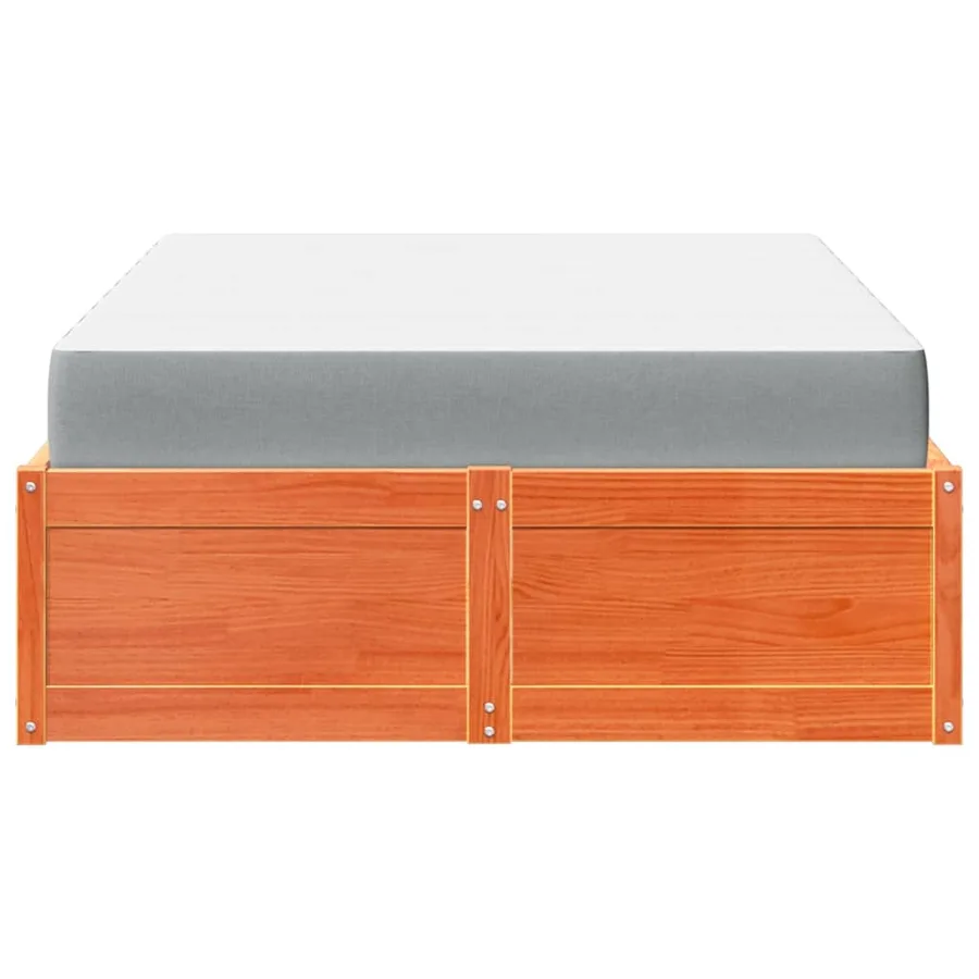 Lit avec matelas cire marron 140x190 cm bois massif de pin - 6