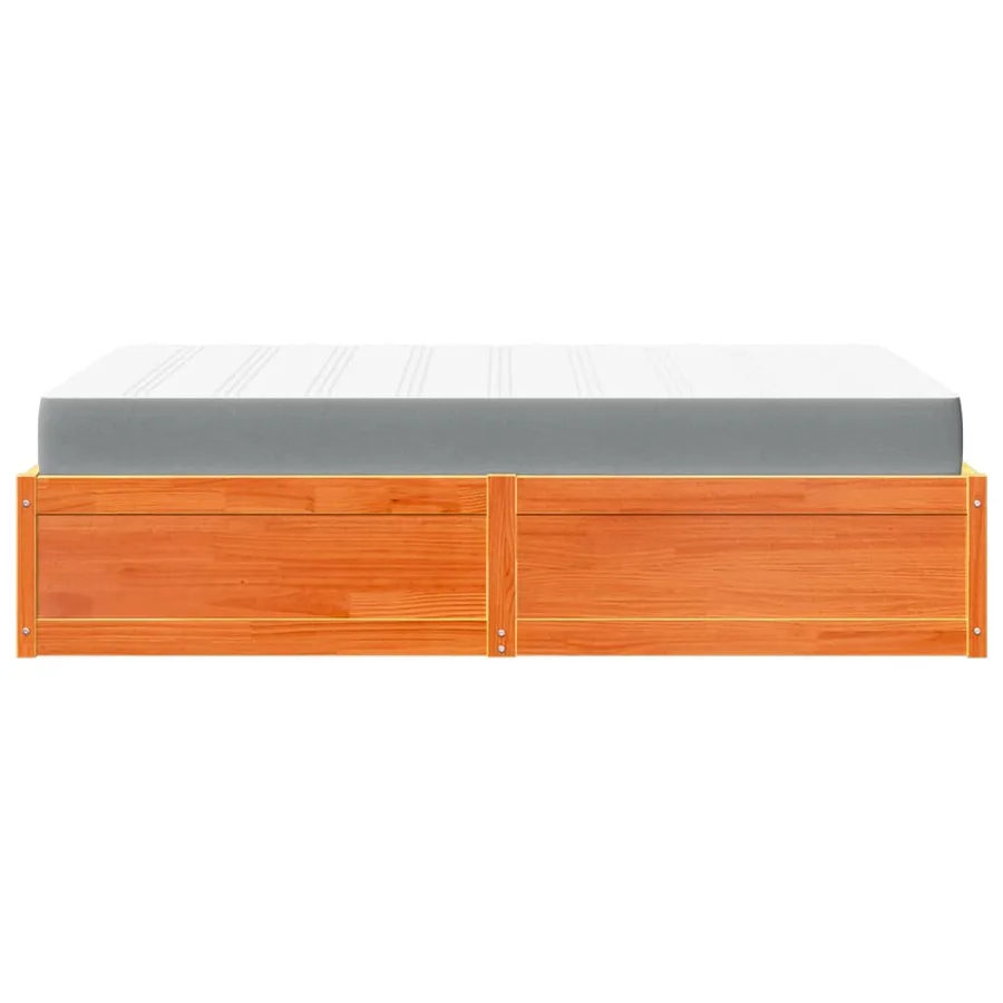 Lit avec matelas cire marron 140x190 cm bois massif de pin - 7