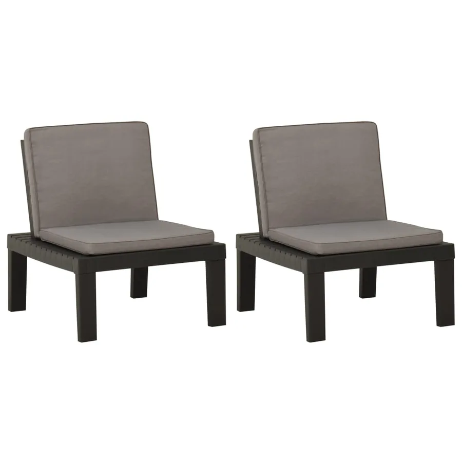Chaises de salon de jardin et coussins lot de 2 Plastique Gris - 2