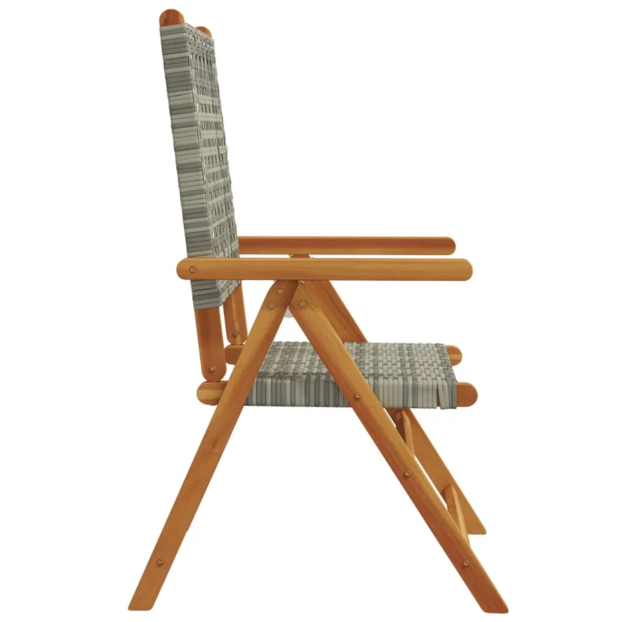 Chaises de jardin lot de 2 gris bois massif d'acacia et rotin - 6