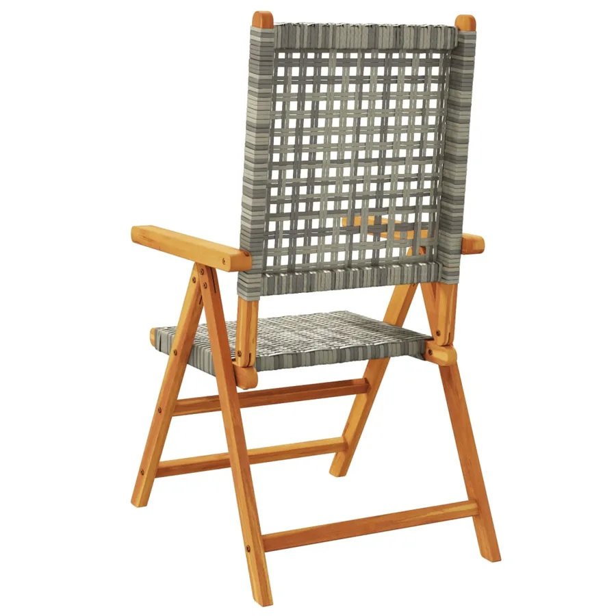 Chaises de jardin lot de 2 gris bois massif d'acacia et rotin - 7