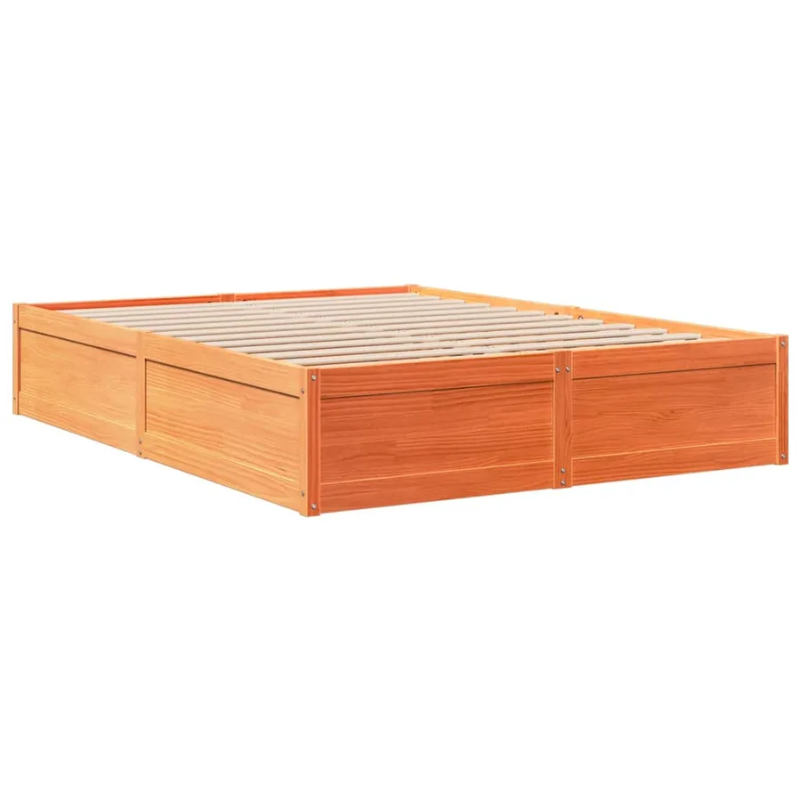 Cadre de lit sans matelas cire marron 140x190cm bois pin massif - 6