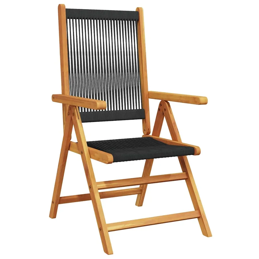 Ensemble à Manger de jardin 7pcs noir polypropylène bois massif - 3