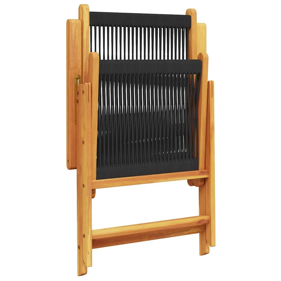 Ensemble à Manger de jardin 7pcs noir polypropylène bois massif - 7