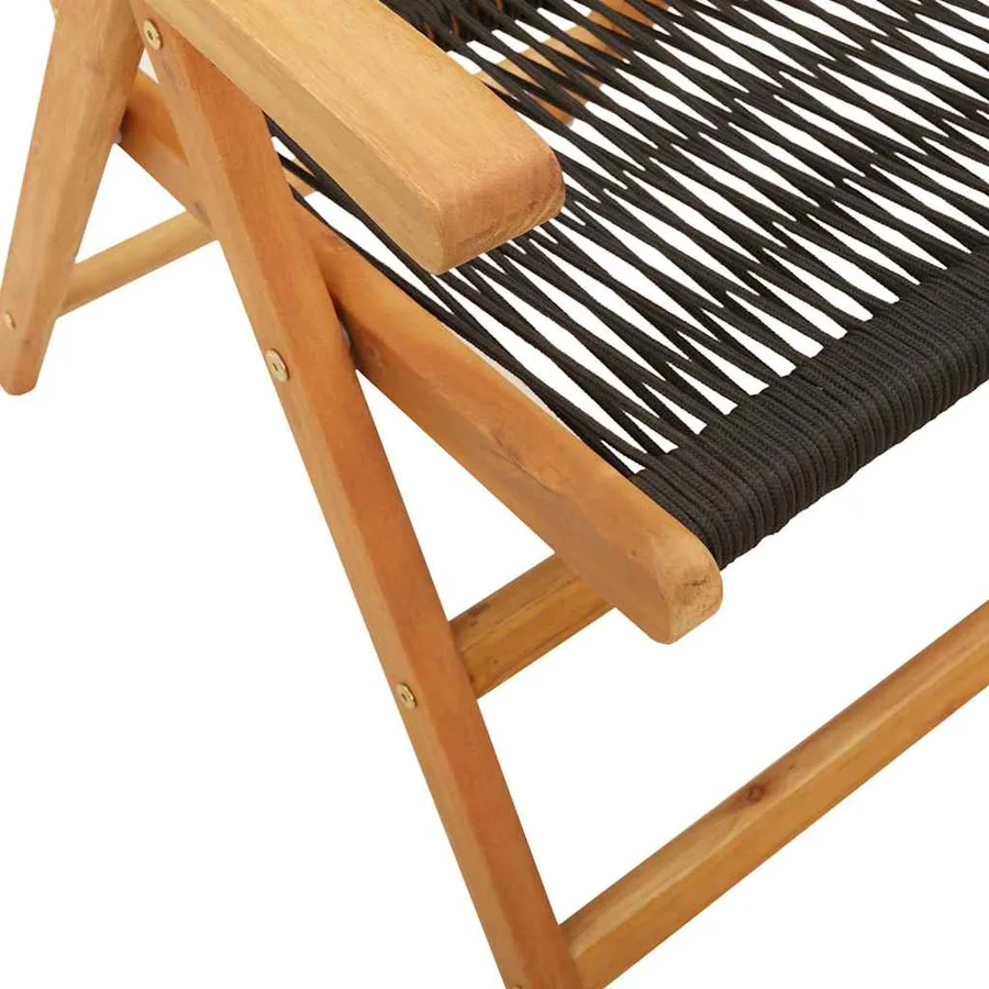 Ensemble à Manger de jardin 7pcs noir polypropylène bois massif - 9