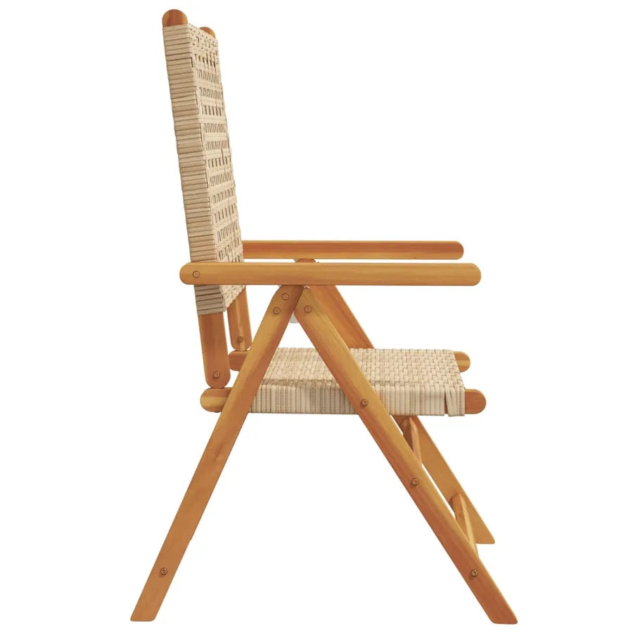 Chaises inclinables de jardin lot de 6 beige rotin bois massif - 5