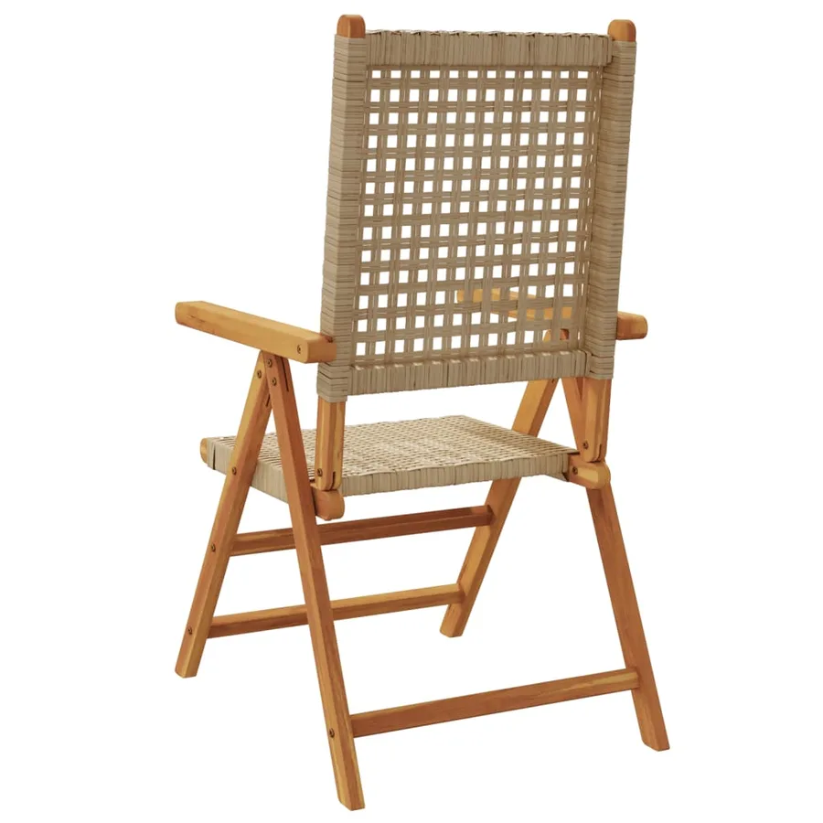 Chaises inclinables de jardin lot de 6 beige rotin bois massif - 6