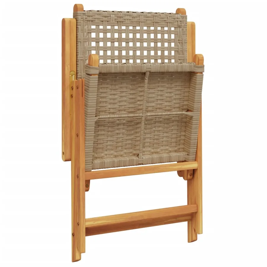 Chaises inclinables de jardin lot de 6 beige rotin bois massif - 7
