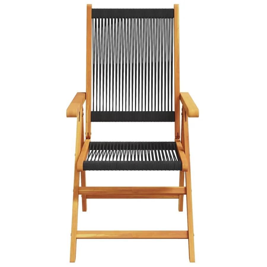 Chaises inclinables de jardin lot de 8 noir bois massif acacia - 4