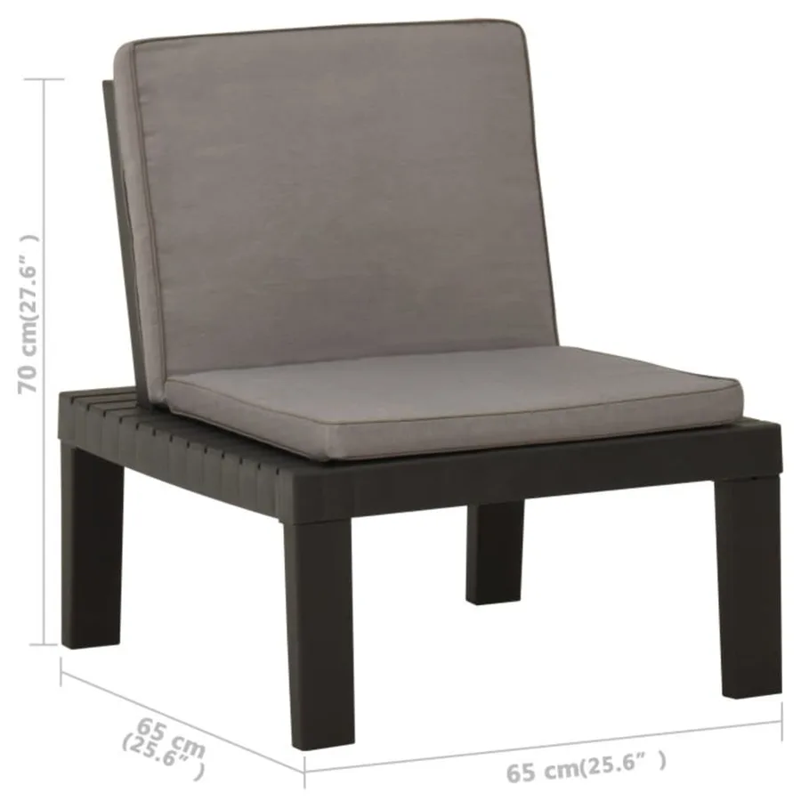 Salon de jardin 4 pcs avec coussins Plastique Gris - 11