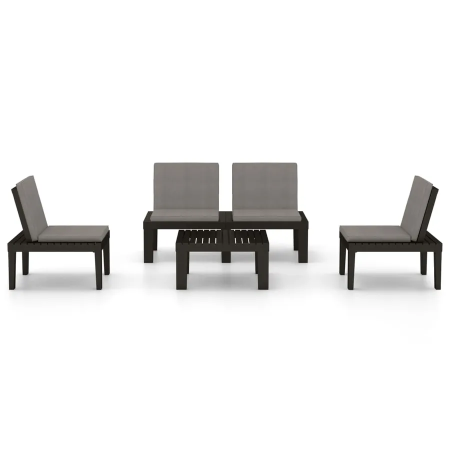 Salon de jardin 4 pcs avec coussins Plastique Gris - 3