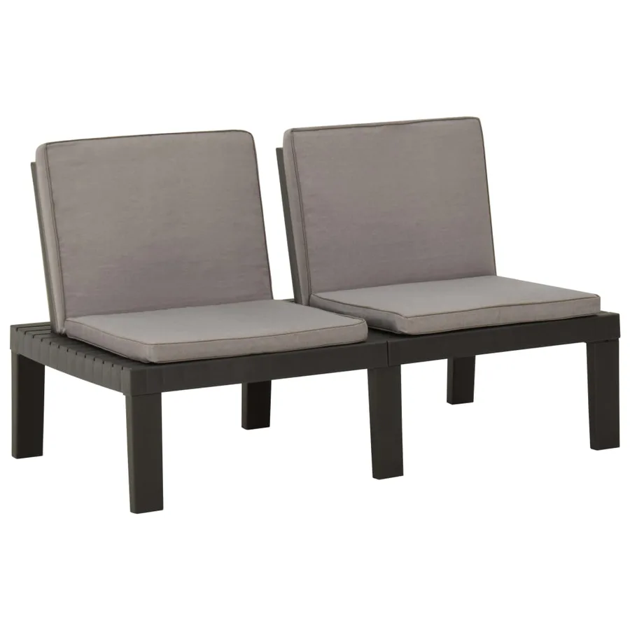 Salon de jardin 4 pcs avec coussins Plastique Gris - 7