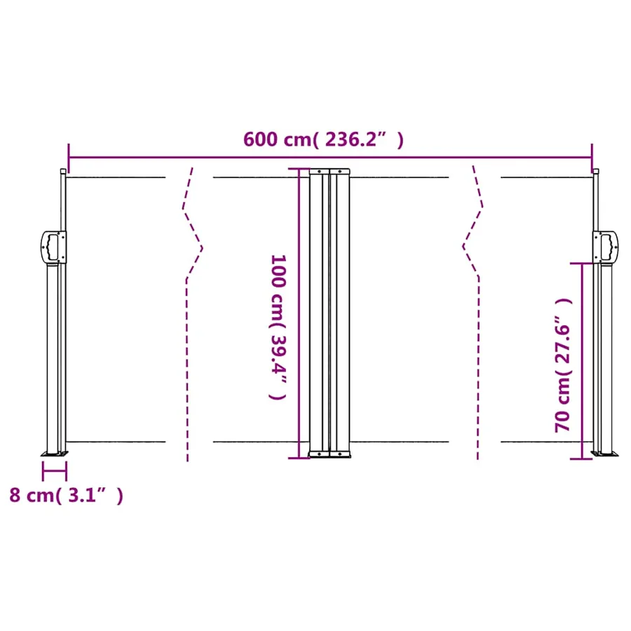 Auvent latéral rétractable taupe 100x600 cm - 10
