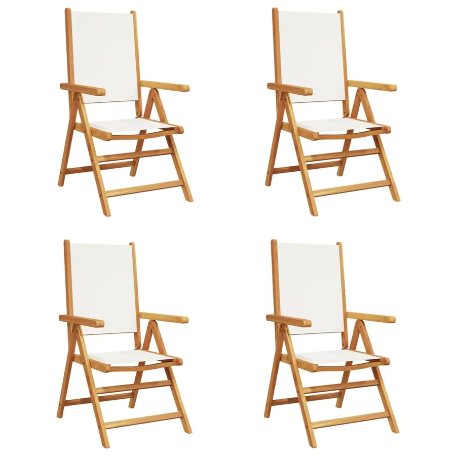 Chaises inclinables de jardin lot de 4 tissu et bois massif - 2
