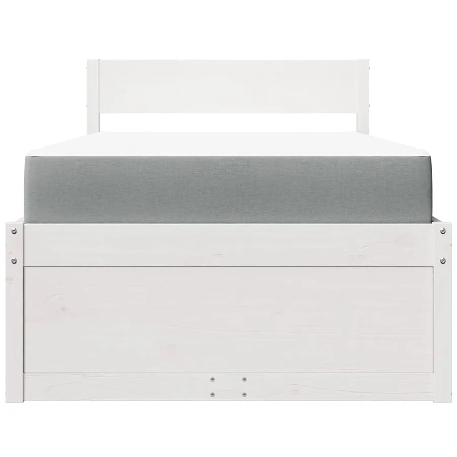 Lit avec tiroirs et matelas blanc 90x200 cm bois massif de pin - 4