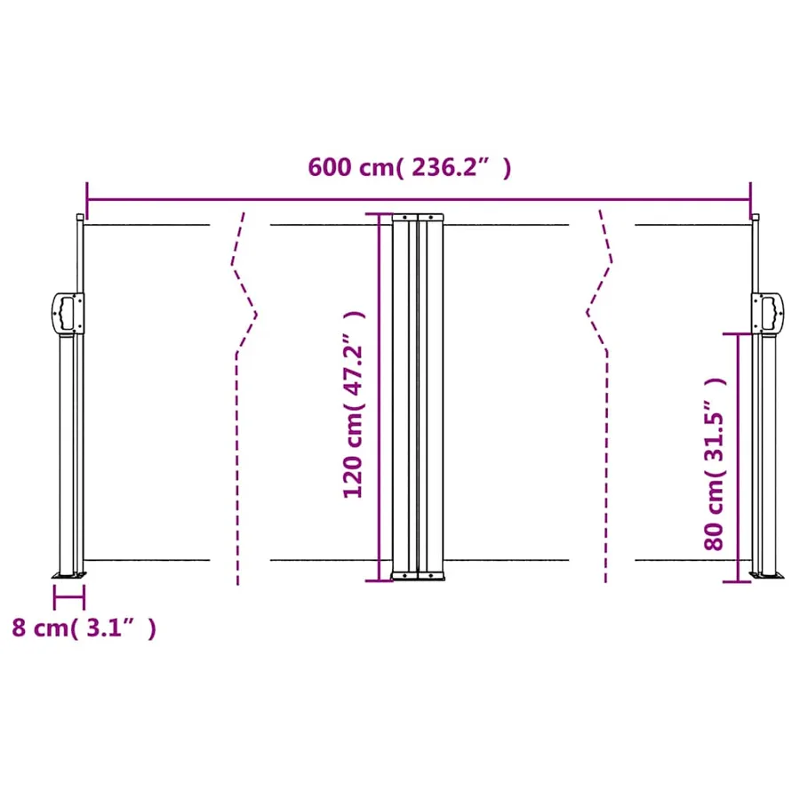 Auvent latéral rétractable taupe 120x600 cm - 10