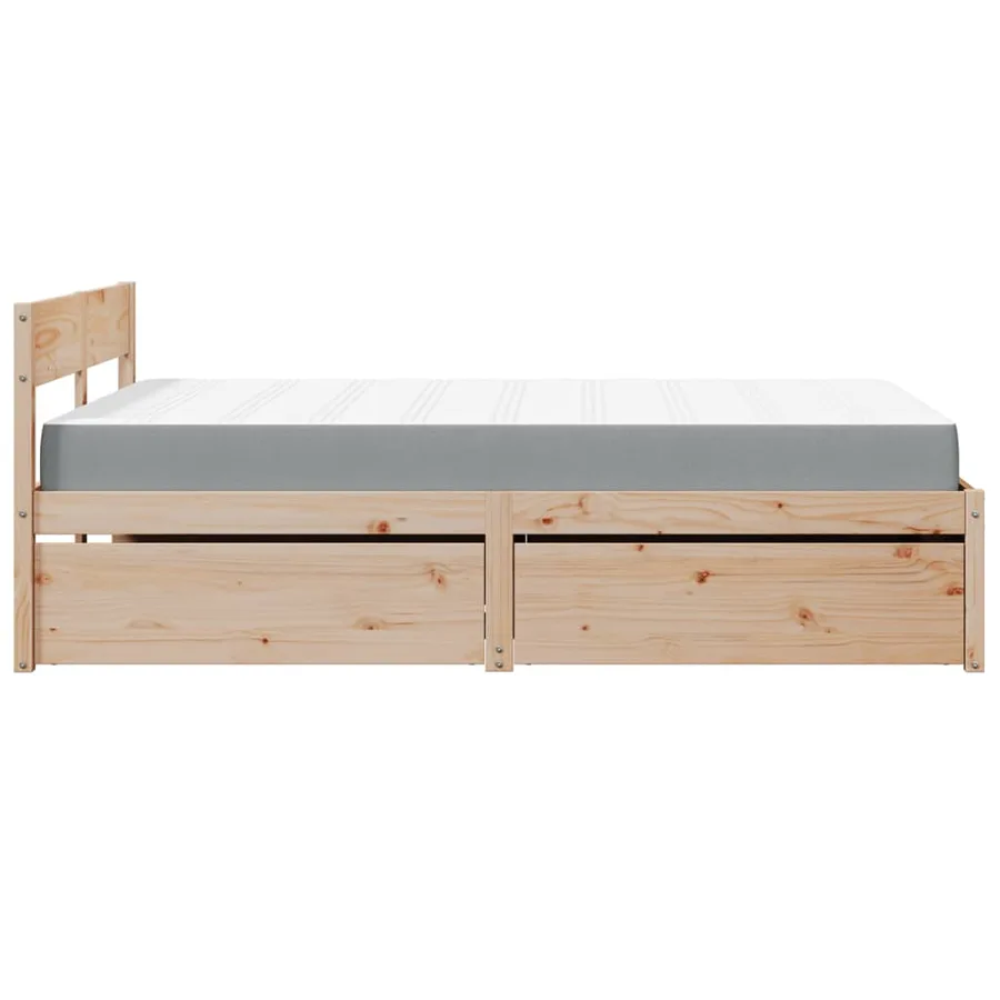 Lit avec tiroirs et matelas 120x200 cm bois massif de pin - 5