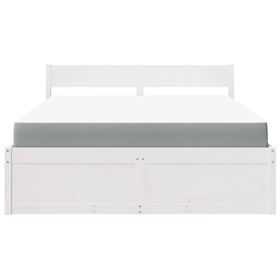 Lit avec tiroirs et matelas blanc 140x200 cm bois massif de pin - 4