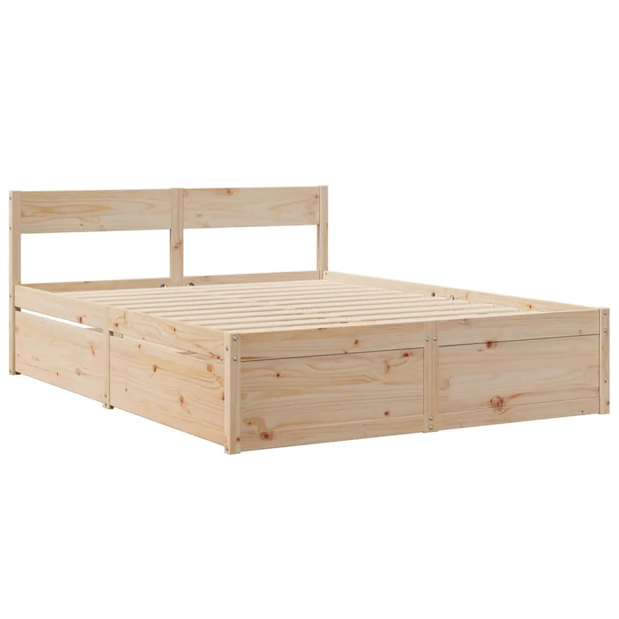 Cadre de lit sans matelas 140x200 cm bois massif de pin - 3
