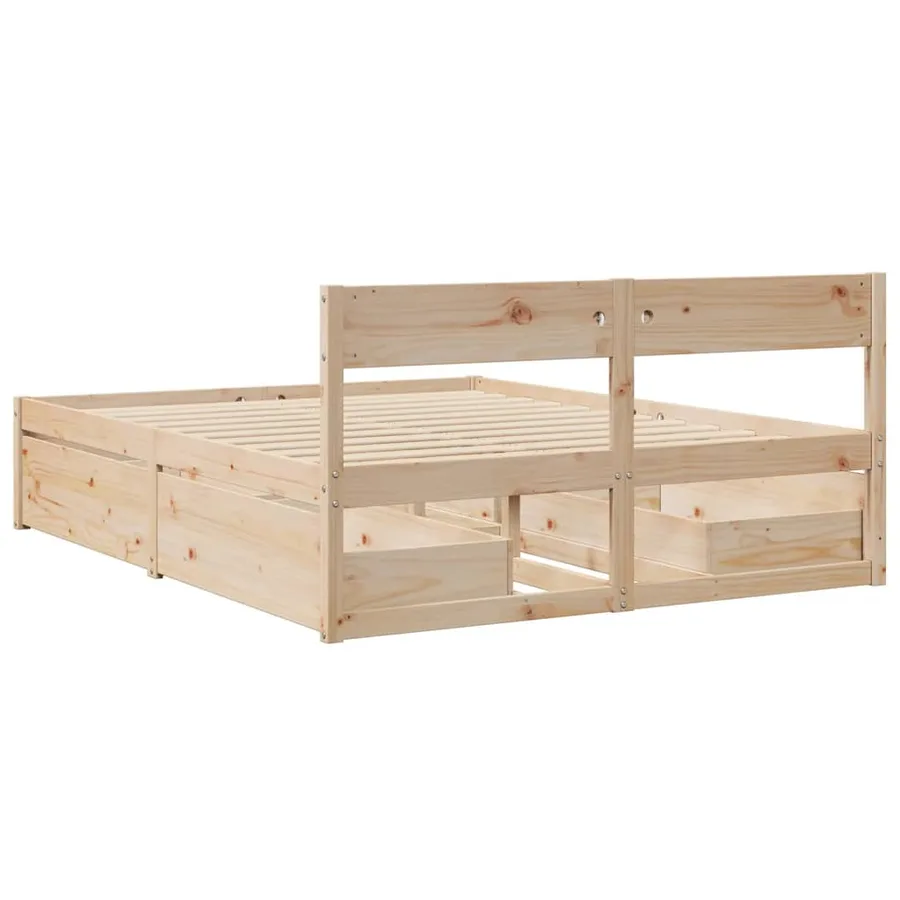 Cadre de lit sans matelas 140x200 cm bois massif de pin - 6