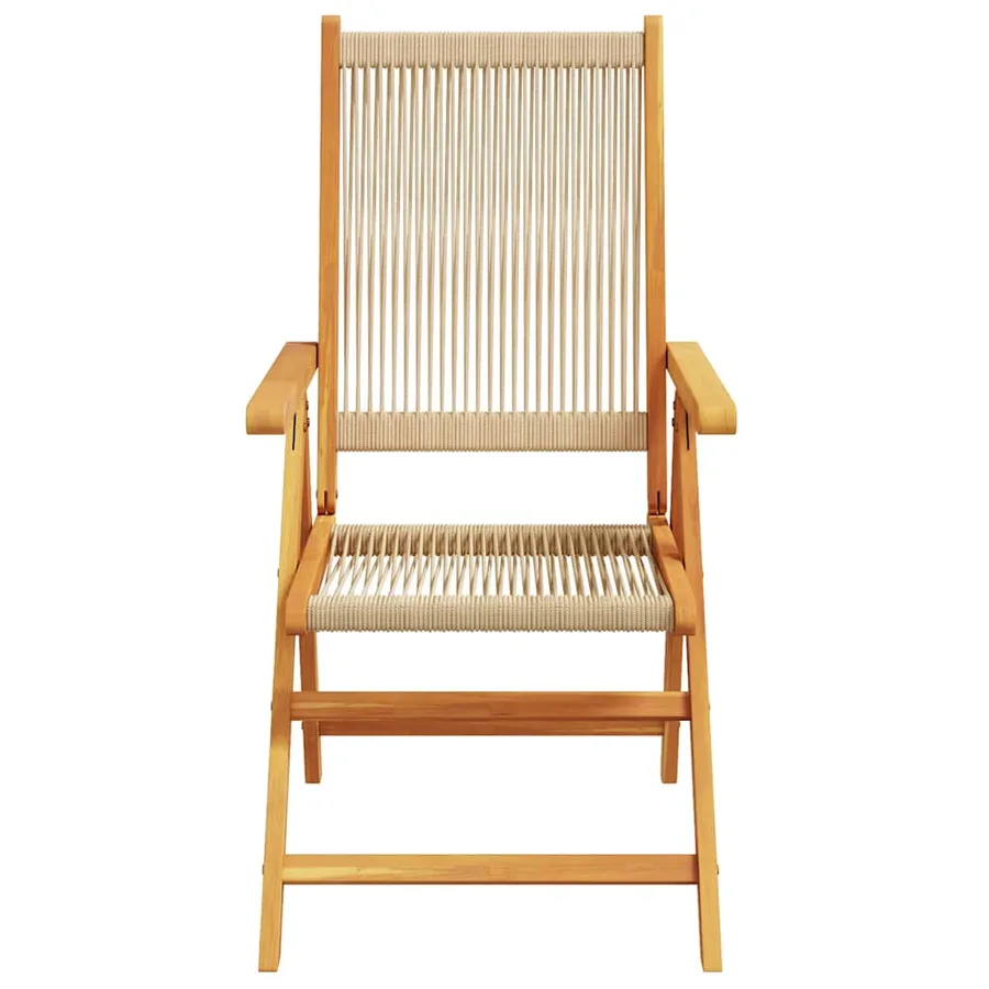 Ensemble à Manger de jardin 7 pcs beige polypropylène et bois - 4