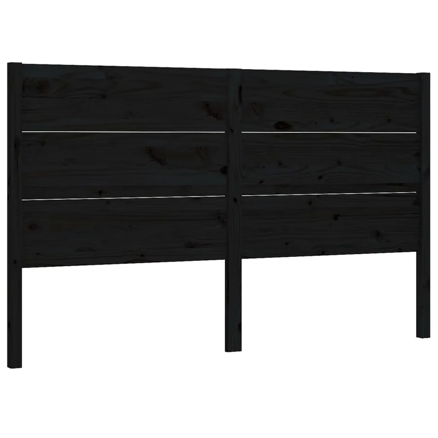 Tête de lit Noir 126x4x100 cm Bois massif de pin - 2