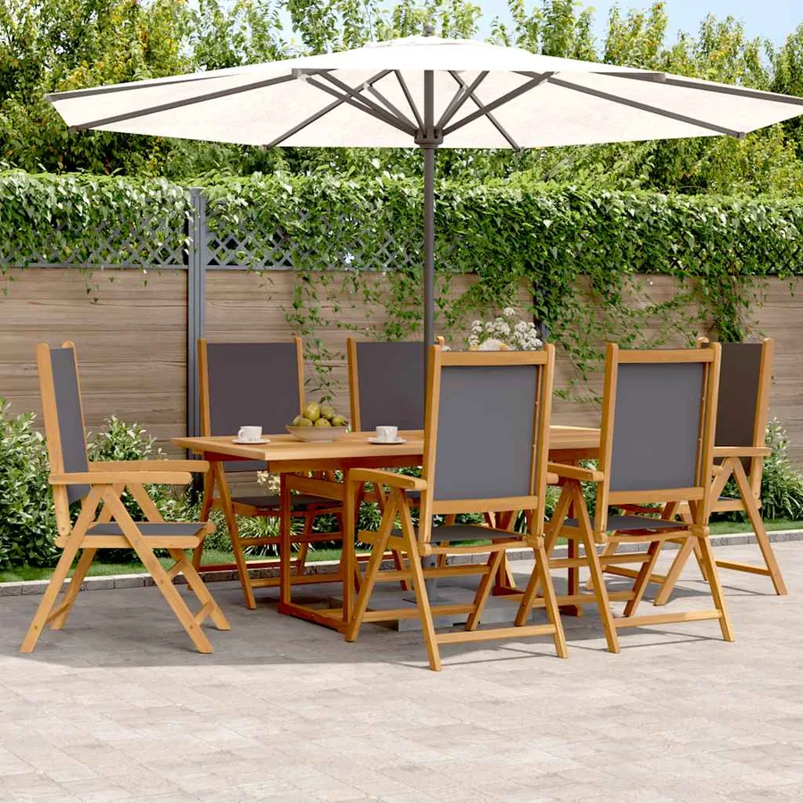 Ensemble à manger de jardin 7 pcs anthracite tissu bois massif