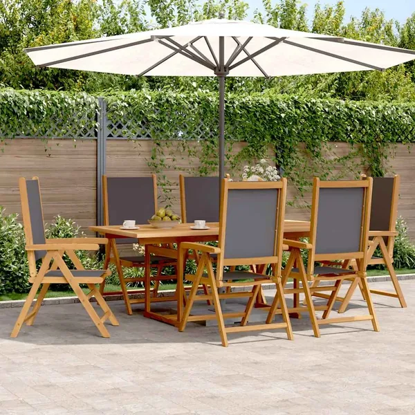 Ensemble à manger de jardin 7 pcs anthracite tissu bois massif