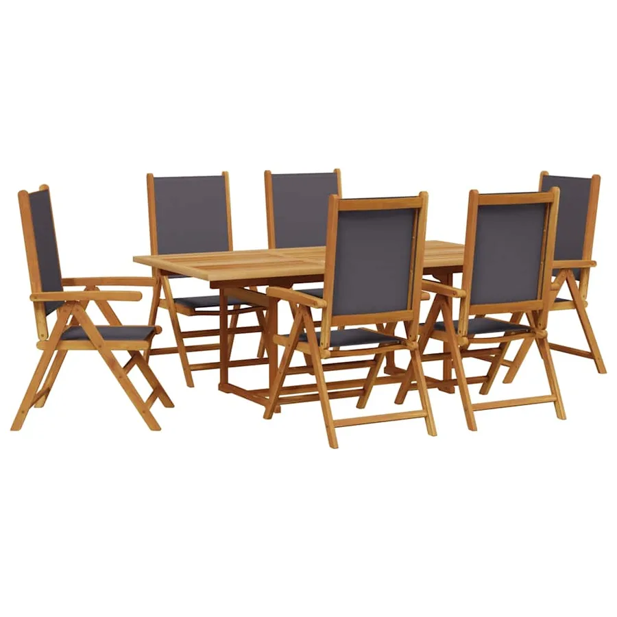 Ensemble à manger de jardin 7 pcs anthracite tissu bois massif - 2