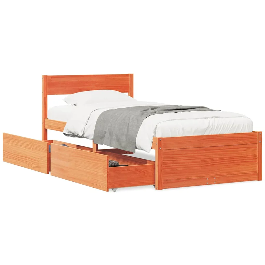 Cadre de lit sans matelas cire marron 90x200 cm bois pin massif - 2