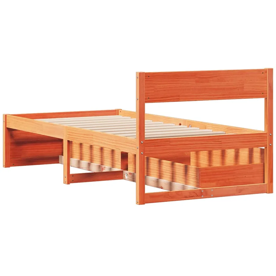 Cadre de lit sans matelas cire marron 90x200 cm bois pin massif - 6