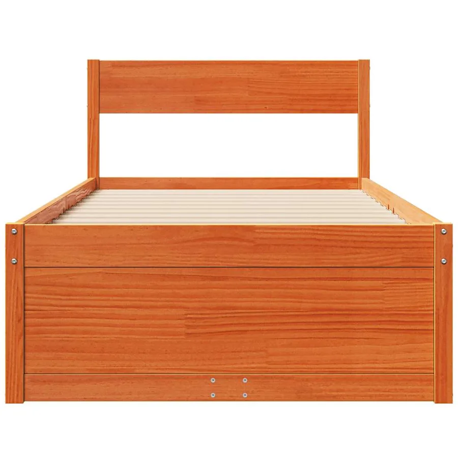 Cadre de lit sans matelas cire marron 90x190 cm bois pin massif - 4