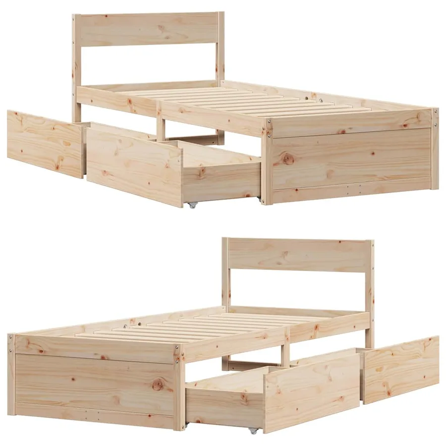 Cadre de lit sans matelas 90x190 cm bois de pin massif - 7