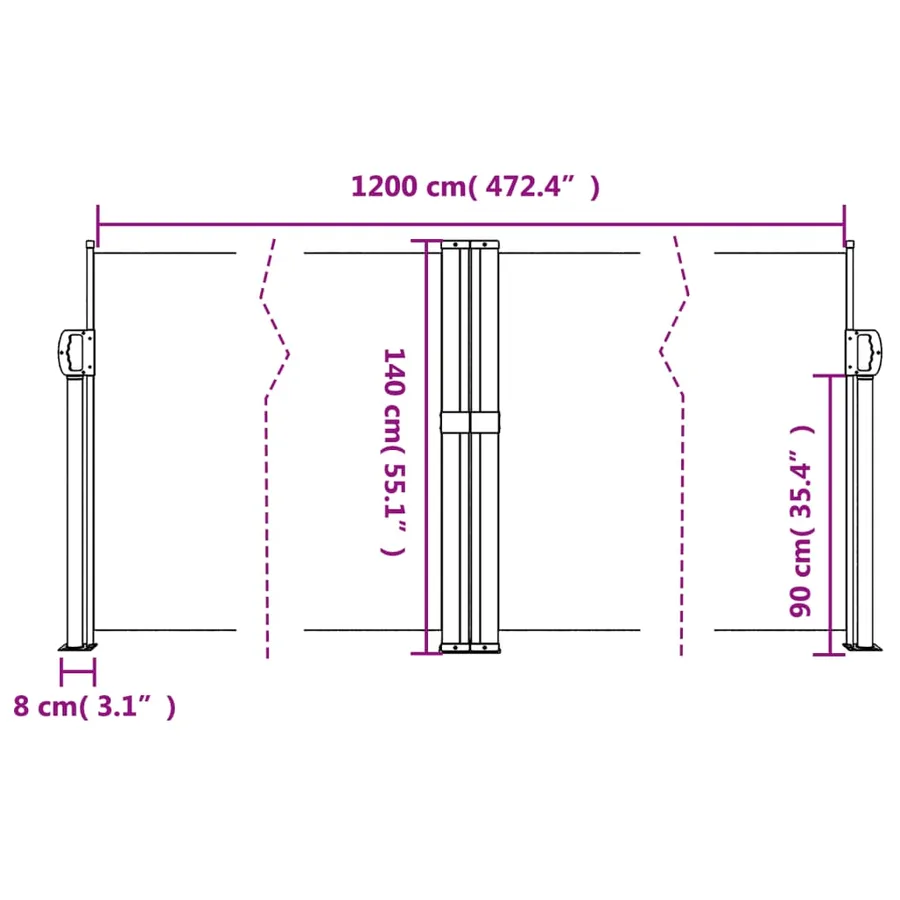 Auvent latéral rétractable blanc 140x1200 cm - 10