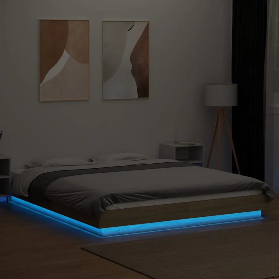 Cadre de lit avec lumières LED sans matelas 160x200 cm - 4